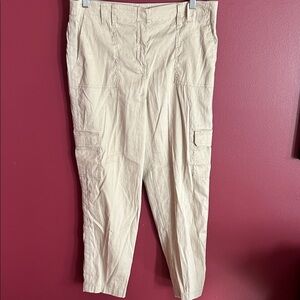 Chicos Cream Color Linen Blend Cargo Pants